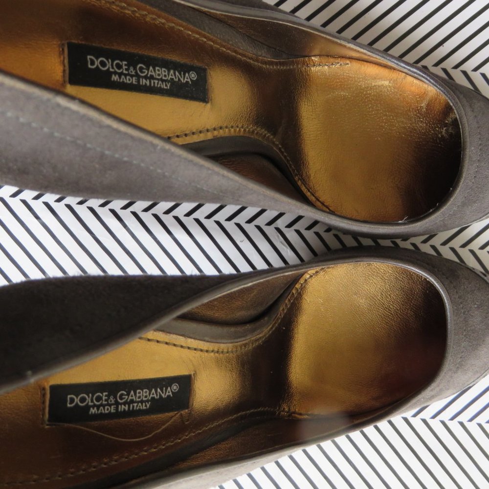Dolce & Gabbana 6.5 Pumps Gray Leather Suede Italy - Picture 11 of 11